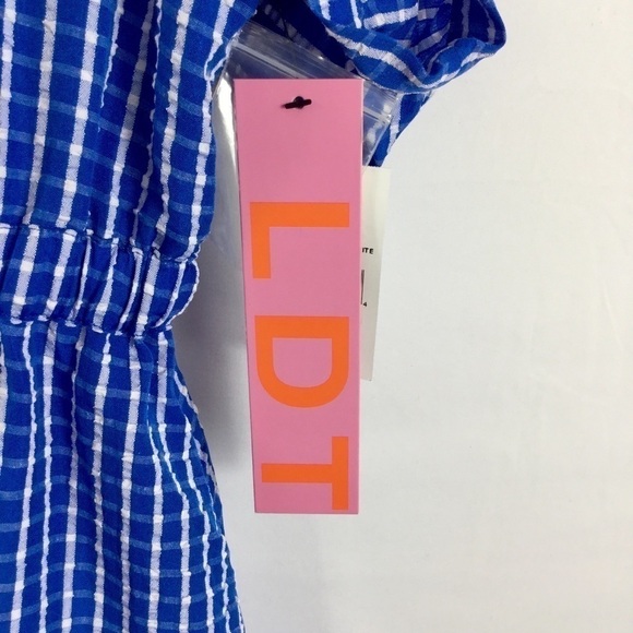 LDT Chris Button Down Collar Short Sleeve Seersucker Blouson Shirt Dress - Picture 11 of 12